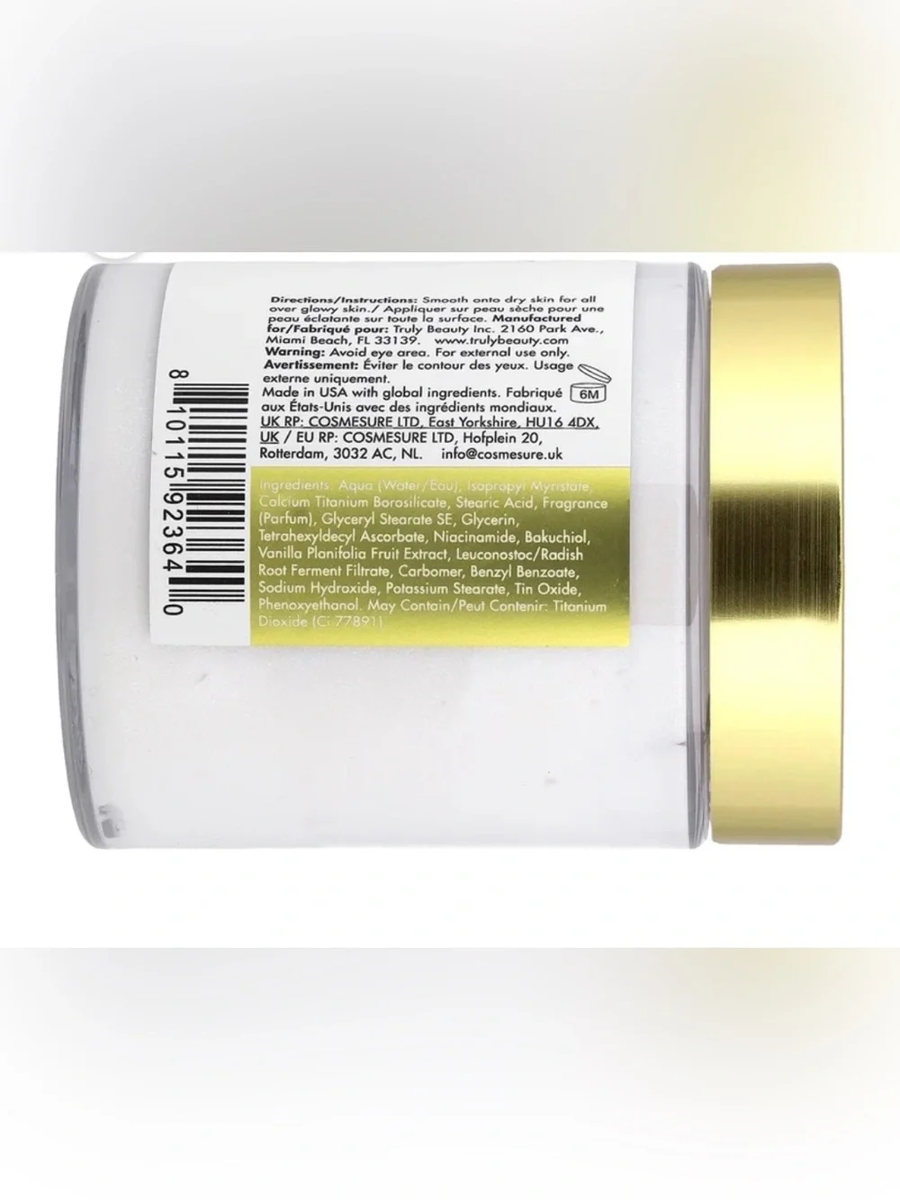 Truly Beauty Vanilla Baby Shimmer Body Butter, 6.7 fl oz (198 ml)